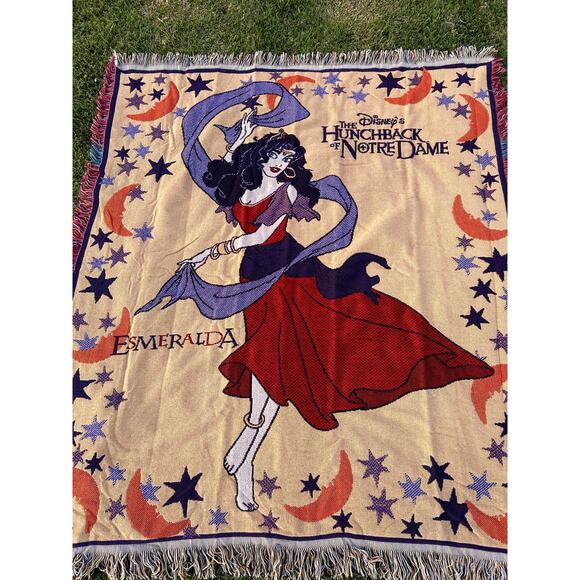Vintage 90s Disney The Hunchback of Notre Dame Esmeralda Tapestry Blanket - Picture 2 of 4